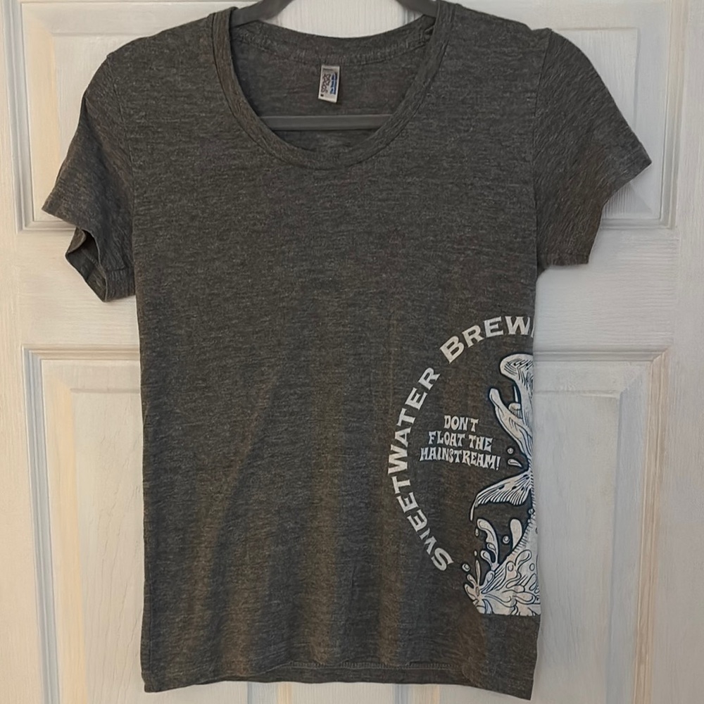 American Apparel Dark Gray Graphic Crewneck Tee with White Print